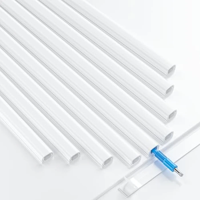Yecaye 128in Mini Cord Hider for 1 Mini Wire, On-Wall Cord Cover Channel, Tape Wire Concealer, Cable Cover Cable Management for Home Office, W0.5in H0.31in, White by Yecaye - Used - Like New condition
