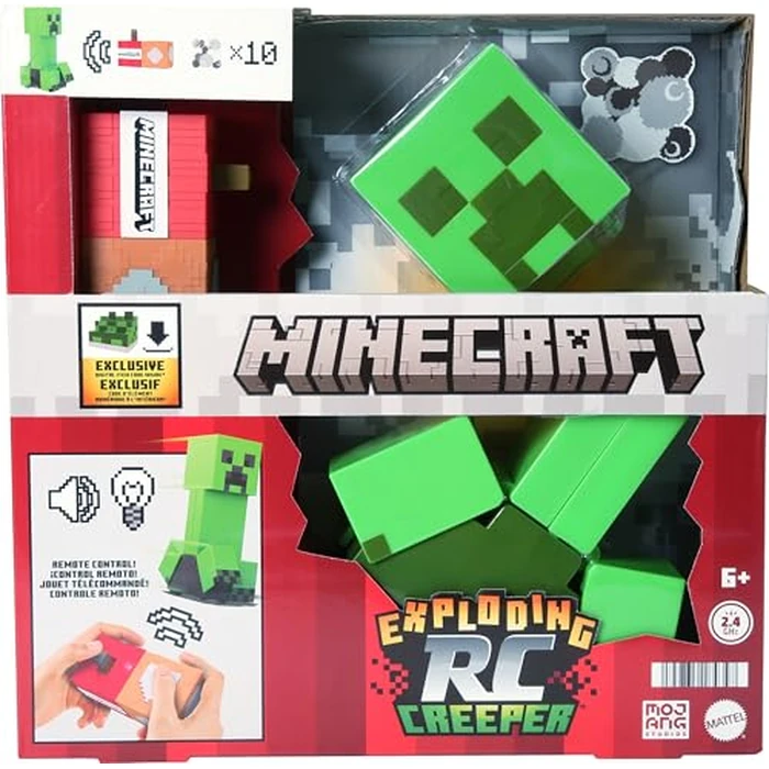 Mattel Minecraft Exploding RC Creeper with Lights & Sounds, 10 Explosion Particles, Game-Authentic Movement & DLC Code by Mattel - Used - Like New condition