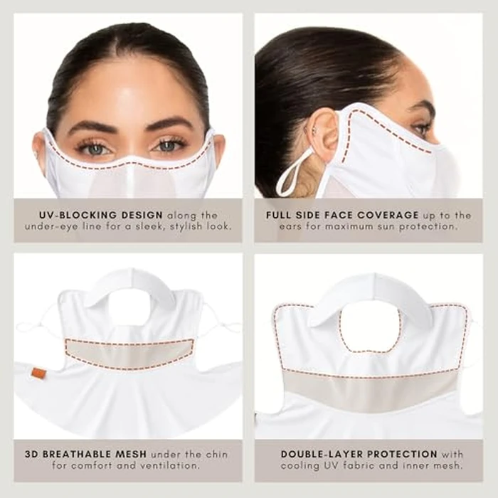 BAROBIRDIE Cooling Face Mask UVA UVB 99.9% Block Made in KOREA UV Protection Lightweight Breathable Outdoor Sports Mesh Adjustable Fit Golf Cycling Driving Gardening One Size (Black) by BAROBIRDIE - Image 5