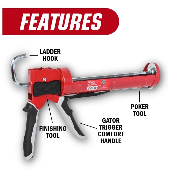 Newborn 930-GTD Drip-Free Smooth Hex Rod Cradle Caulking Gun with Gator Trigger Comfort Grip, 1/10 Gallon Cartridge, 10:1 Thrust Ratio by Newborn - Image 5