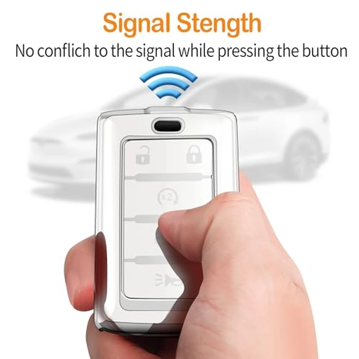 Sindeda for Jeep Key Fob Cover with Keychain Soft Full Protection Key Shell Compatible with Grand Cherokee L Grand Wagoneer 2021-2025 Smart Key 5 Buttons-B(White) by Sindeda - Image 5