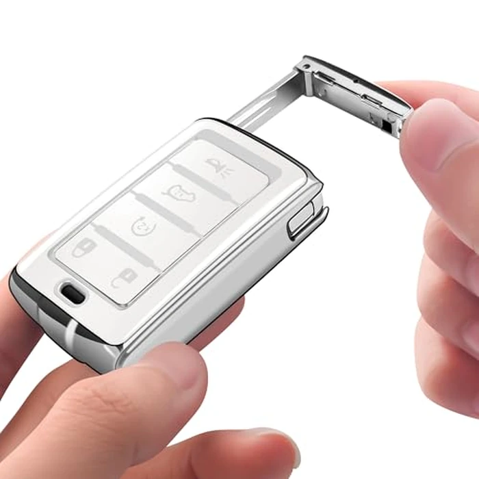 Sindeda for Jeep Key Fob Cover with Keychain Soft Full Protection Key Shell Compatible with Grand Cherokee L Grand Wagoneer 2021-2025 Smart Key 5 Buttons-B(White) by Sindeda - Image 6