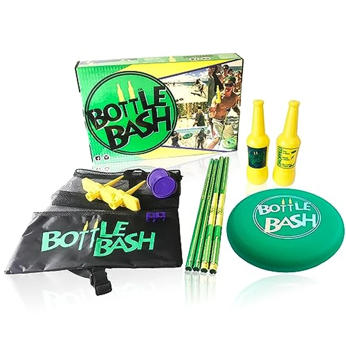 Bottle Bash Outdoor Flying Disc Game Set - Disc Toss Game for Family, Adult & Kids, Backyard and Beach Game - Frisbee Target Lawn Game with Poles & Bottles (Beersbee & Polish Horseshoes) by Poleish Sports - Image 2