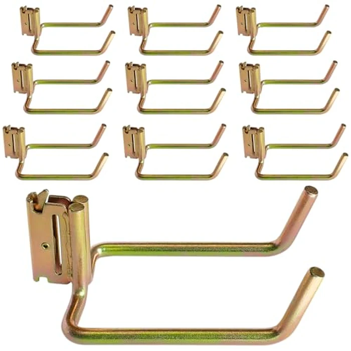 10 Pack E Track Heavy Duty Shovel Hanger, Large Steel Tool Hook Double J Hook for Store Long Handled Tools in Trailers, Trucks, Vans, Warehouses, Garages, Workshop, Garden Tools Organizers Storage by MorScan - Image 1