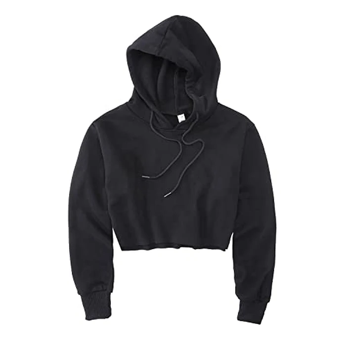 FADBBW Women's Cropped Hoodie Fleece Long Sleeve Pullover Cut Off Hood Sweatshirt (as1, alpha, x_l, regular, regular, Black) by FADBBW - Used - Like New condition - US$12.59