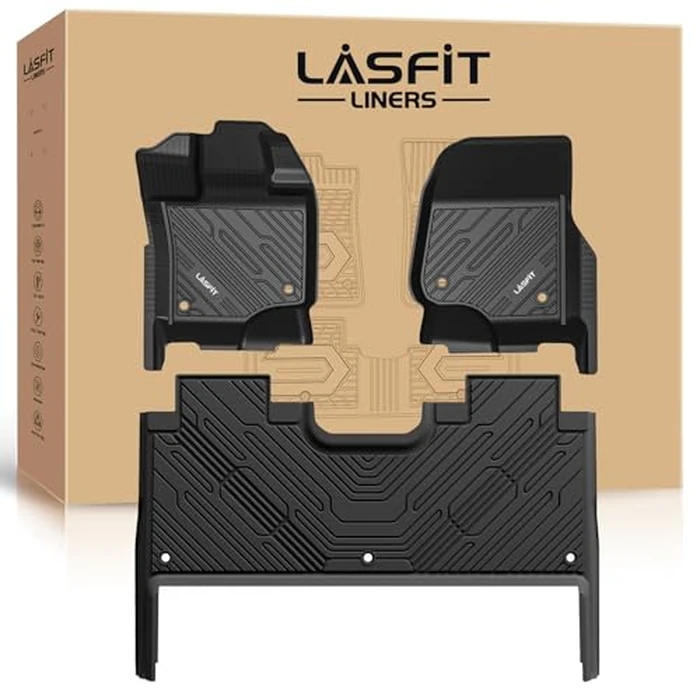 LASFIT Floor Mats for Ford F-150 2015-2025 2026 | F150 Lightning 2022-2026 SuperCrew (Rear w/Fold Flat Storage) Carpet Floor All Weather Car Liners TPE Truck Mats - 1st and 2nd Row, 3pcs Black by LASFIT - Used - Very Good condition