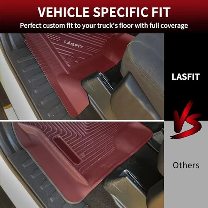 LASFIT Floor Mats for Ford F-150 2015-2025 2026 | F150 Lightning 2022-2026 SuperCrew (Rear w/Fold Flat Storage) Carpet Floor All Weather Car Liners TPE Truck Mats - 1st and 2nd Row, 3pcs Black by LASFIT - Image 8