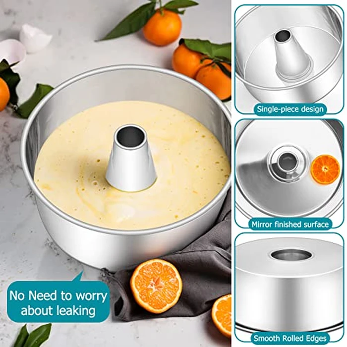 E-far Angel Food Cake Pan, 10-Inch Stainless Steel Tube Pan for Baking Pound Chiffon Cake, One-piece Design & Non-toxic, Dishwasher Safe by E-far - Image 3