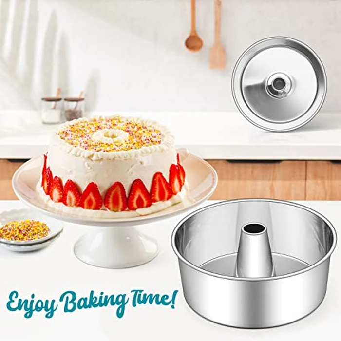 E-far Angel Food Cake Pan, 10-Inch Stainless Steel Tube Pan for Baking Pound Chiffon Cake, One-piece Design & Non-toxic, Dishwasher Safe by E-far - Image 7