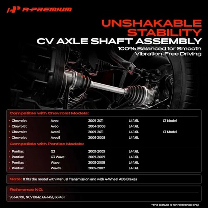A-Premium CV Axle Shaft Assembly Compatible with Chevrolet Aveo 2004-2011, Aveo5 2007-2011 & Pontiac G3 2009, L4 1.6L Manual Transmission, Front Right Passenger Side, Replace# 96348791 by A-premium - Image 2