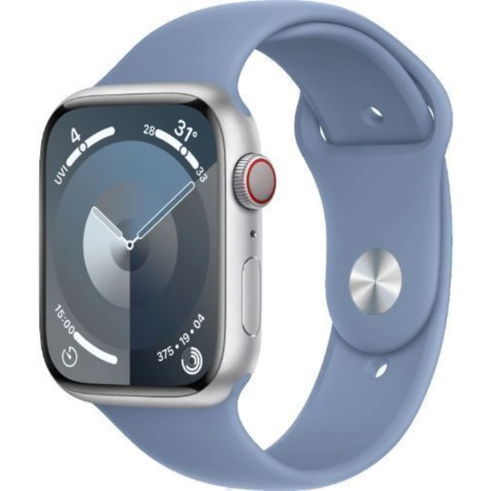 Apple Watch Series 9 (Cellular + GPS) - 64GB - 41mm - Silver Aluminum Case with Winter Blue Rubber Sport Band - One Size by Apple - Image 2