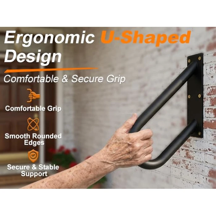 WIPHANY Handrails for Outdoor Step U Shaped Pipe Grab Hand Rails for 1-3 Steps Indoor or Outdoor Stair Wall-Mount Hand Railing for Garage Porch Patio Garden Entrance by WIPHANY - Image 4