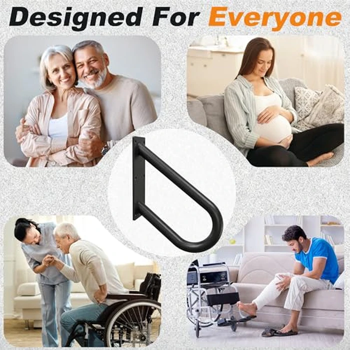 WIPHANY Handrails for Outdoor Step U Shaped Pipe Grab Hand Rails for 1-3 Steps Indoor or Outdoor Stair Wall-Mount Hand Railing for Garage Porch Patio Garden Entrance by WIPHANY - Image 7