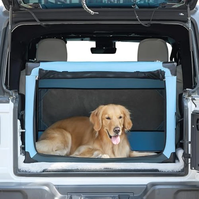 JOYTUTUS Collapsible Dog Crate, 38 Inch Portable Pet Crate for Car, Travel Dog Kennel Foldable Dog Crate for Large Dog 70lbs, Soft Cat Carrier Fit for Indoor & Outdoor/Trunk by JOYTUTUS - Used - Very Good condition