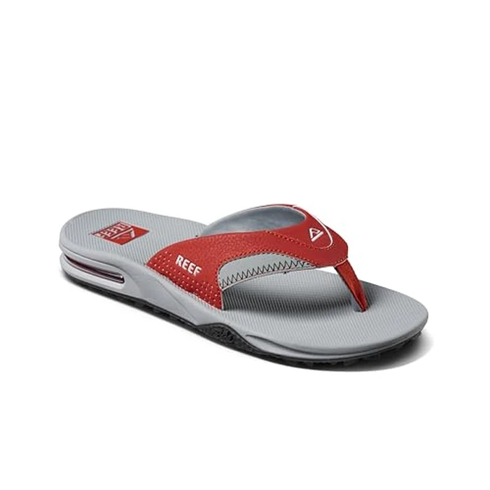 REEF Fanning Pregame Men's Bottle Opener Flip Flop, Arch Support, Durable Outsole, Water Friendly, Red/Grey, 11 by REEF - Image 2