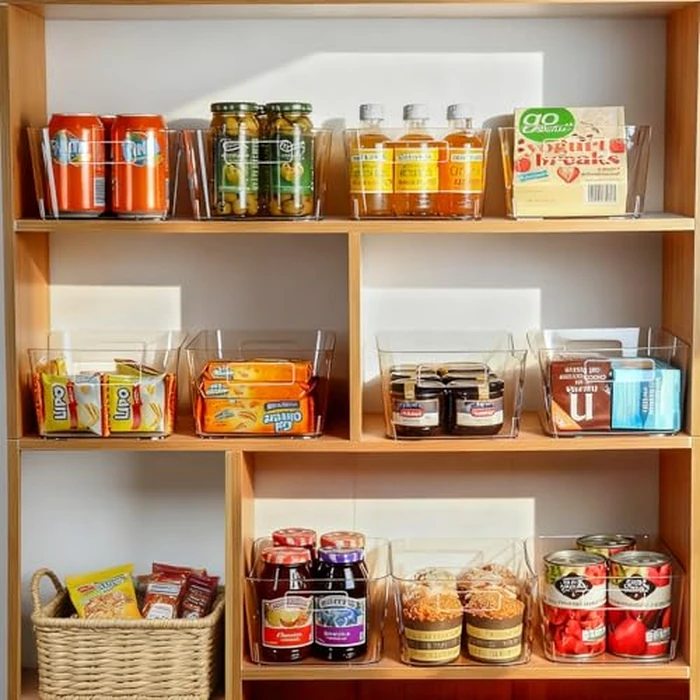 Hudgan 12 Pack Pantry Storage Bins for Kitchen Cabinet, Clear Plastic Organizer Bins for Bathroom, Pantry Organizer Containers for Home Edit, Drawer, Under Sink, Fridge and Closet by Hudgan - Image 2