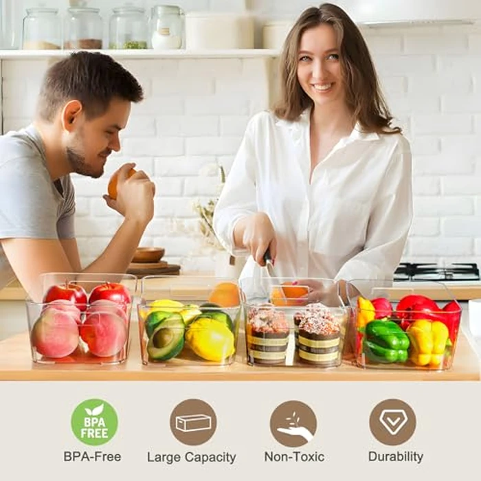 Hudgan 12 Pack Pantry Storage Bins for Kitchen Cabinet, Clear Plastic Organizer Bins for Bathroom, Pantry Organizer Containers for Home Edit, Drawer, Under Sink, Fridge and Closet by Hudgan - Image 9