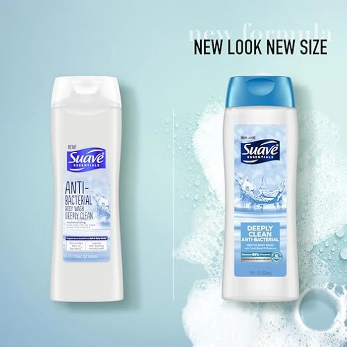 Suave Deeply Clean Antibacterial Body Wash with Glycerin & Vitamin E, Moisturizing Skin Cleanser For Soft, Smooth Skin, Long Lasting Scent, Paraben Free, 18 FL OZ, 6 Count by Suave - Image 3