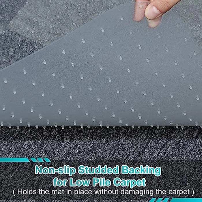Office Chair Mat for Carpets, 48"x 36" Heavy Duty Clear Plastic Floor Protector, Non-Slip Computer Desk Chair Mat for Low Pile Carpeted Floors, Smooth Rolling Carpet Chair Mat for Home Office by LeapYouth - Image 2