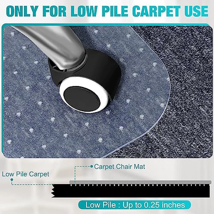 Office Chair Mat for Carpets, 48"x 36" Heavy Duty Clear Plastic Floor Protector, Non-Slip Computer Desk Chair Mat for Low Pile Carpeted Floors, Smooth Rolling Carpet Chair Mat for Home Office by LeapYouth - Image 4