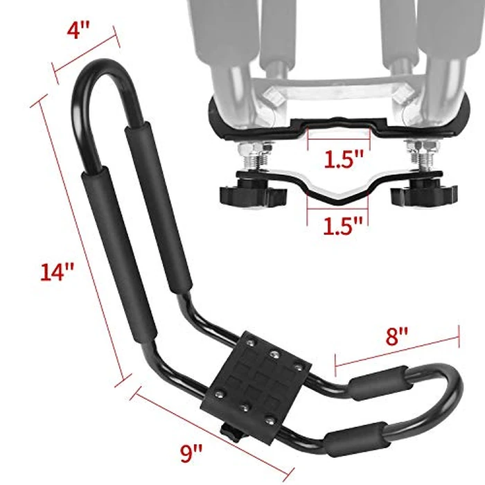 Leader Accessories Kayak Rack 2 Pair J Bar for Canoe Surf Board SUP On Roof Top Mount Crossbar with 4 pcs Tie Down Straps by Leader Accessories - Image 7