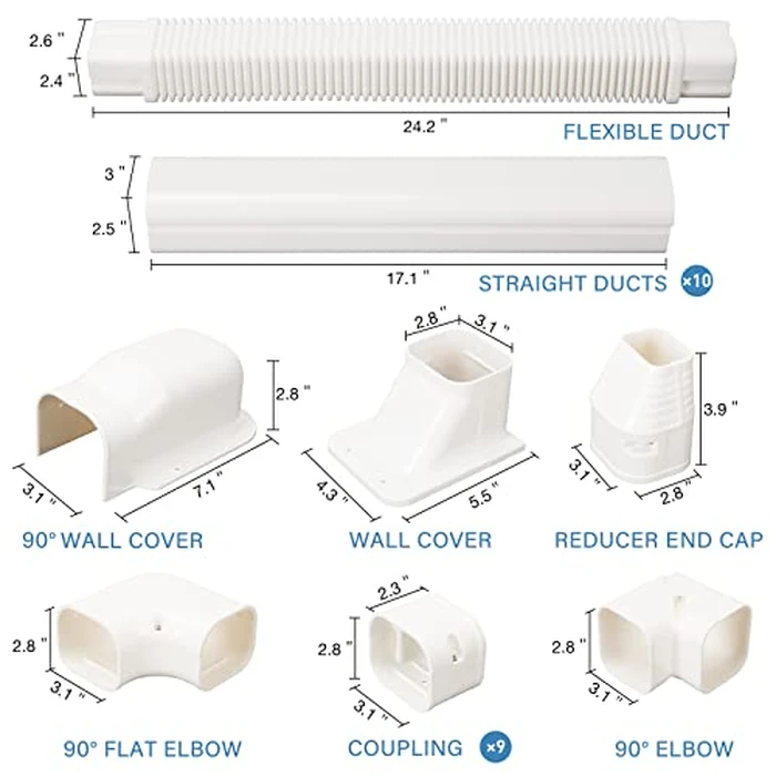 HOXHA 3" W 16.1Ft L Line Set Cover Kit for Mini Split & Central AC Systems - White PVC Tubing Cover - 487mm Length by HOXHA - Image 2