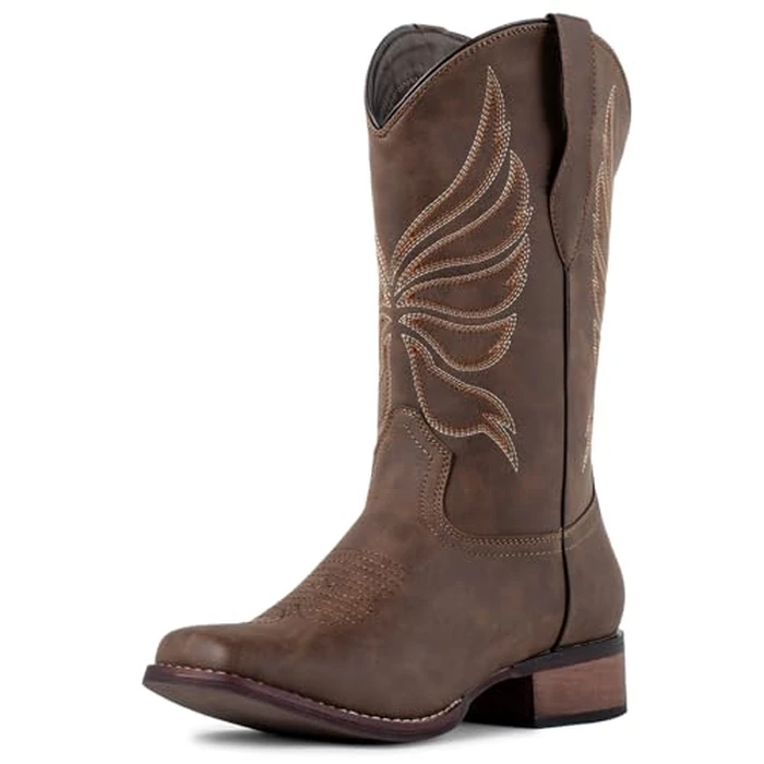 J's.o.l.e Cowboy Boots for Women Square Toe Cowgirl Boots Ladies Fashion Western Boots Brown Size 10 by J's.o.l.e - Used - Very Good condition - US$48.90