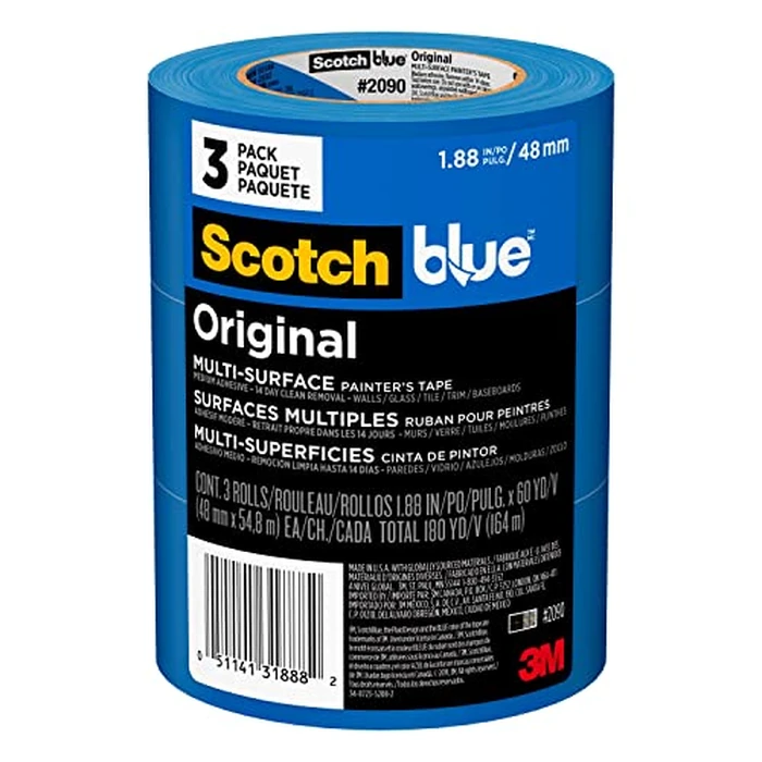 ScotchBlue Original Multi-Surface Painters Tape, 2 Inch Wide (1.88 in. x 60 Yds), 3 Rolls, Blue Paint Tape Protects and Removes Easily, Masking Tape for Indoor and Outdoor Use (2090-48EP3) by ScotchBlue - Used - Very Good condition - US$15.91