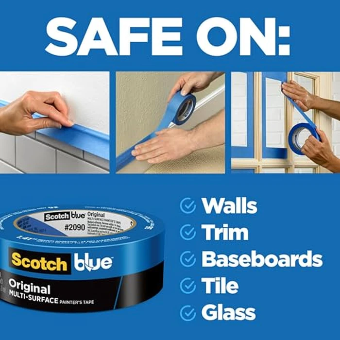 ScotchBlue Original Multi-Surface Painters Tape, 2 Inch Wide (1.88 in. x 60 Yds), 3 Rolls, Blue Paint Tape Protects and Removes Easily, Masking Tape for Indoor and Outdoor Use (2090-48EP3) by ScotchBlue - Image 5