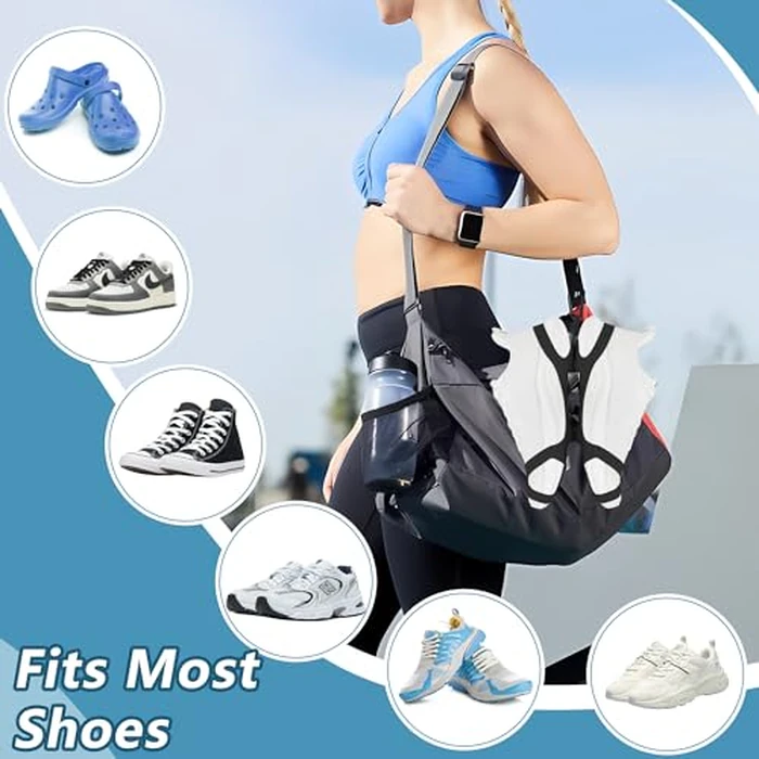 takyu Shoe Holder for Backpack, Silicone Shoe Holster with Backpack Clips for Sneaker Bag, Shoe Clips Sports Accessories for Outdoor Trip to Carry Extra Shoes (Black+Black/2PCS) by takyu - Image 2