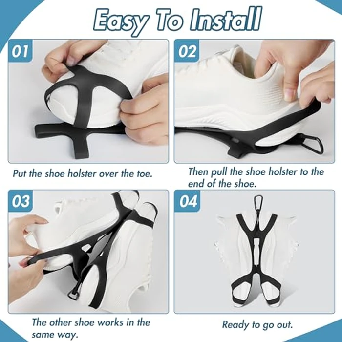 takyu Shoe Holder for Backpack, Silicone Shoe Holster with Backpack Clips for Sneaker Bag, Shoe Clips Sports Accessories for Outdoor Trip to Carry Extra Shoes (Black+Black/2PCS) by takyu - Image 3