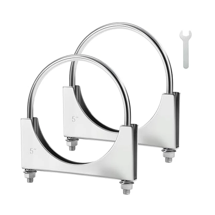 EVIL ENERGY 5" Heavy Duty U Bolt Exhaust Clamp, 5 Inch Stainless Steel U Muffler Clamps, Saddle Style, 2PCS by EVIL ENERGY - Used - Acceptable condition