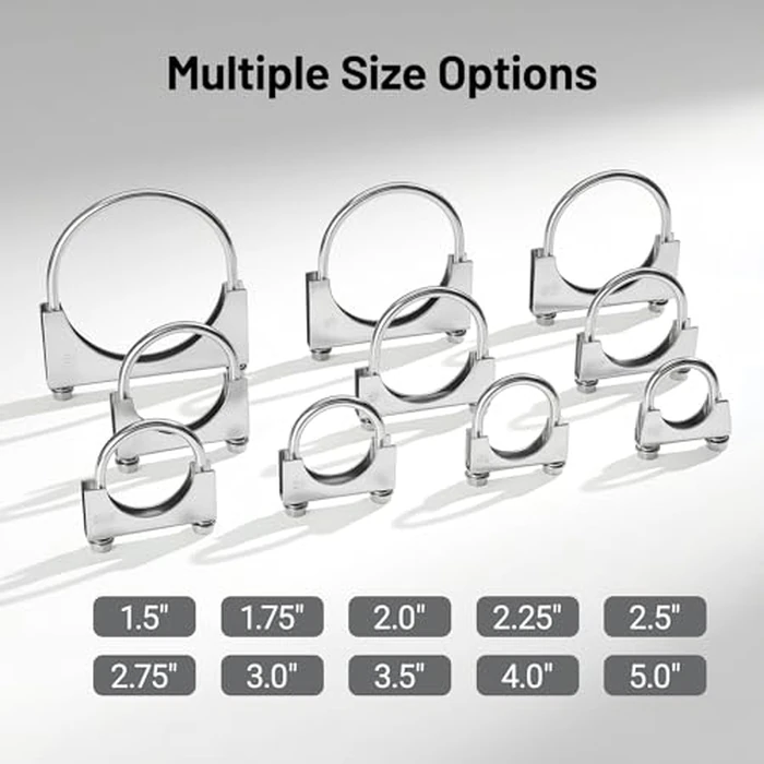 EVIL ENERGY 5" Heavy Duty U Bolt Exhaust Clamp, 5 Inch Stainless Steel U Muffler Clamps, Saddle Style, 2PCS by EVIL ENERGY - Image 5