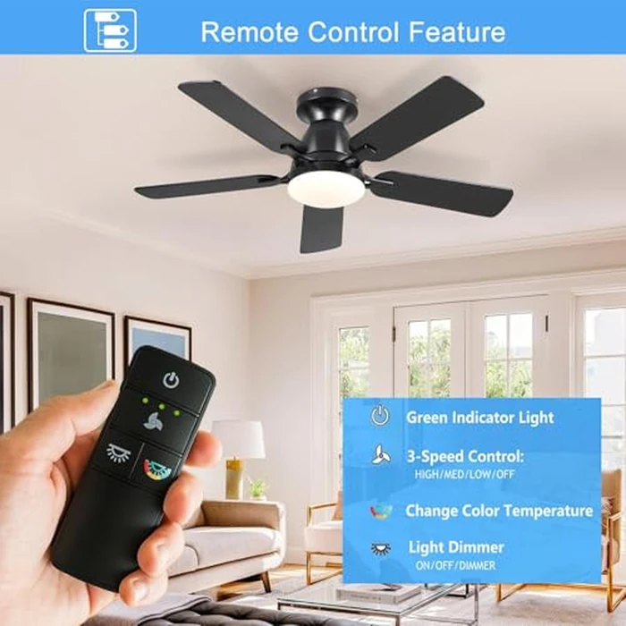 TX028C-S Ceiling Fan Remote Control Replacement for Hampton Bay Home Decorators Collection, 3-Speed Light Dimmer and Color-Changing, 4 Dip Switches Replacement for A25-TX028C-S (Remote Only) by UBORSY - Image 3