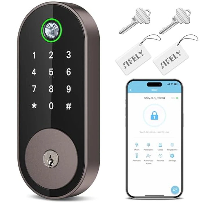 Fingerprint Smart Deadbolt with Keypad - Keyless Entry Lock for Home, Apartment, Office, Airbnb, Rental, Kids & Seniors, App & Code Access, Auto-Lock, Easy DIY Install, Compatible with Alexa & Google by Sifely - Image 1