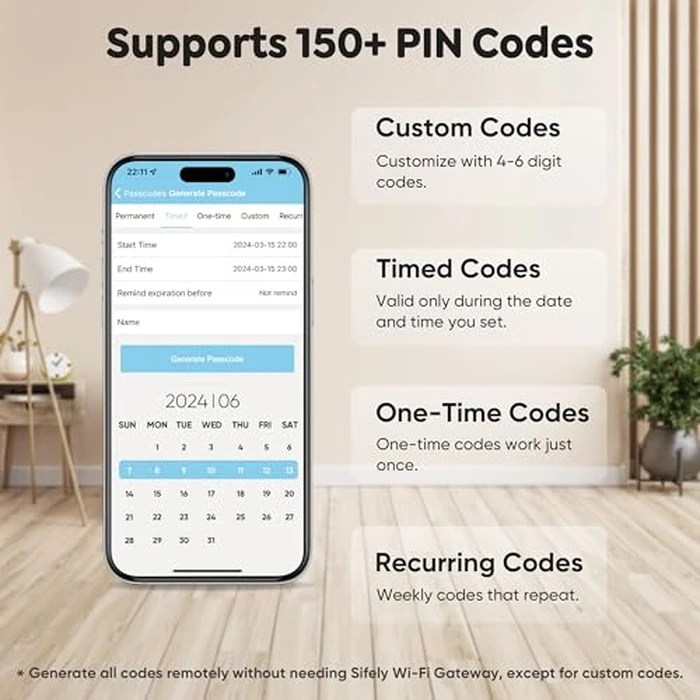 Fingerprint Smart Deadbolt with Keypad - Keyless Entry Lock for Home, Apartment, Office, Airbnb, Rental, Kids & Seniors, App & Code Access, Auto-Lock, Easy DIY Install, Compatible with Alexa & Google by Sifely - Image 3