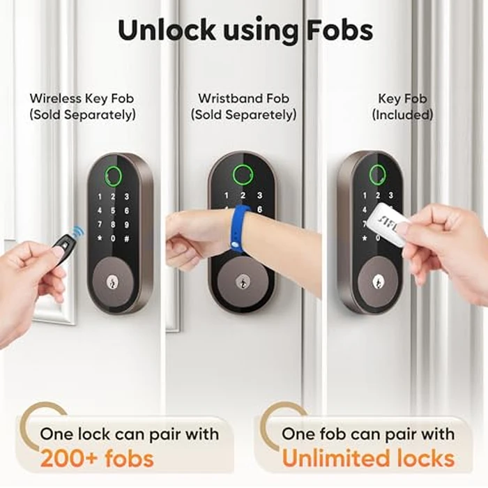 Fingerprint Smart Deadbolt with Keypad - Keyless Entry Lock for Home, Apartment, Office, Airbnb, Rental, Kids & Seniors, App & Code Access, Auto-Lock, Easy DIY Install, Compatible with Alexa & Google by Sifely - Image 4