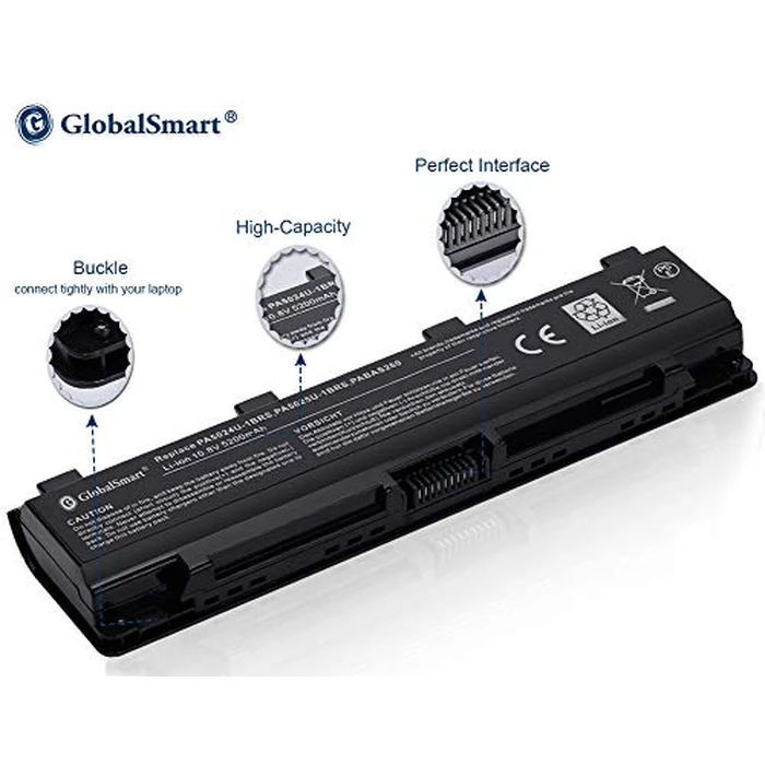 GlobalSmart 108V 5200mAh PA5024U-1BRS PA5025U-1BRS PA5023U-1BRS - Laptop Battery for Toshiba Satellite C800 C850 L800 C800D C850D C855 PA5109U-1BRS PA5027U-1BRS 6Cell High Performance by G GLOBALSMART - Image 2