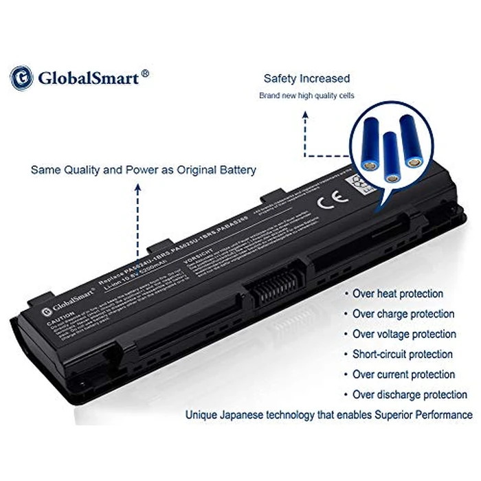 GlobalSmart 108V 5200mAh PA5024U-1BRS PA5025U-1BRS PA5023U-1BRS - Laptop Battery for Toshiba Satellite C800 C850 L800 C800D C850D C855 PA5109U-1BRS PA5027U-1BRS 6Cell High Performance by G GLOBALSMART - Image 3