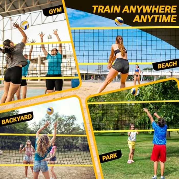 Dimples Excel 12x8 FT Professional Portable Volleyball Net Set with 4 Adjustable Height Levels (5.05-8 FT), Includes Volleyball, Pump, Carry Bag and Sandbags for Indoor/Outdoor Training by Dimples Excel - Image 8