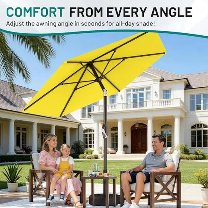 AreShark 7.5FT Patio Umbrella Table Market Umbrella w/Tilt and Crank, Heavy-Duty Outdoor Umbrellas for Pool, Deck, Garden and Backyard, Yellow by AreShark - Image 6