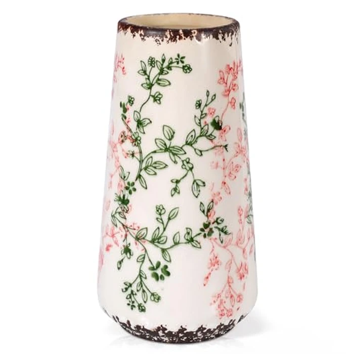 Ceramic Vase, GUKJOB Small Cute Flower Vase for Pampas Grass, Home, Living Room, Dining Table, Farmhouse, Office Decor, Bedroom, Table, and Kitchen Shelf (Green & Pink-A) by GUKJOB - Image 1