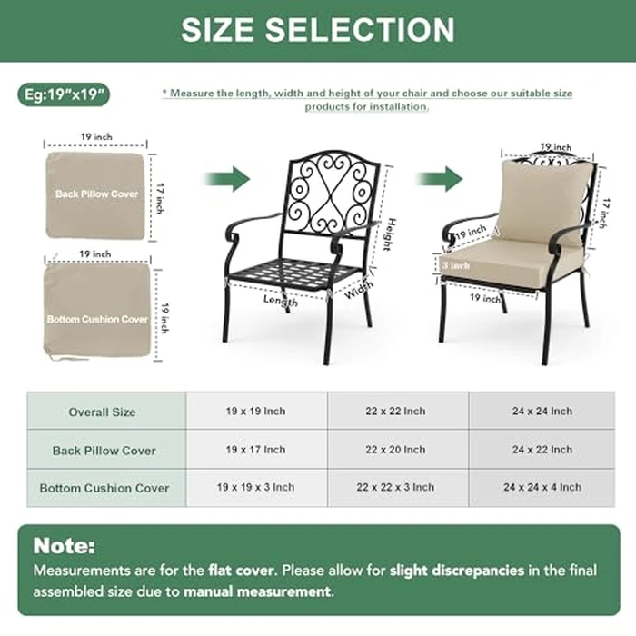 Summsun Outdoor Chair Cushions Set of 4, Waterproof Backrest and Deep Seat Cushion Set for Patio Furniture, Outdoor Sofa Replacement Cushions with Removable Cover, 24 x 24 Inch, Cream by Summsun - Image 7