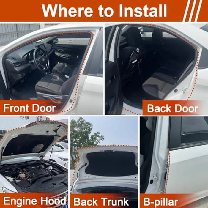 alophoty 53.8 Ft Car Door Seal Strip Universal Self Adhesive Automotive Weather Stripping, Double Layer 5-Hole Car Door Soundproofing Strip, Rubber Seal Strip for Cars Trucks SUVs RVs by alophoty - Image 8