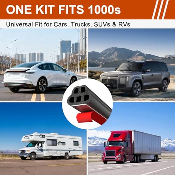 alophoty 53.8 Ft Car Door Seal Strip Universal Self Adhesive Automotive Weather Stripping, Double Layer 5-Hole Car Door Soundproofing Strip, Rubber Seal Strip for Cars Trucks SUVs RVs by alophoty - Image 9