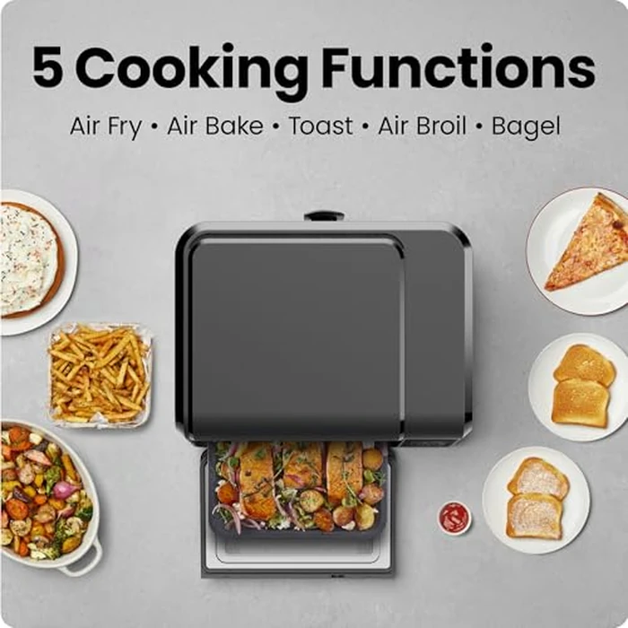 Chefman Air Fryer Toaster Oven Combo, 15 Qt. Countertop Oven for Quick & Healthy Meals, Bake, Broil, Air Fry, Toast, and Bagel Functions, 450 degreesF Max Temp, 4 Slice Toaster Oven Air Fryer Combo - Black by Chefman - Image 3