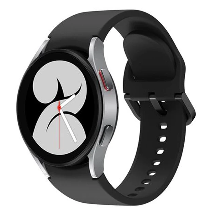 Samsung Galaxy Watch4 (Bluetooth + LTE) - 16GB - 44mm - Silver Aluminum Case with Black Fluoroelastomer Sport Band by Samsung - Image 1