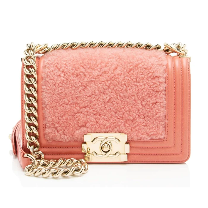 Chanel Shearling Calfskin Small Boy Bag - Calfskin - Pink by Chanel - Refurbished - Excellent condition - US$2615.99