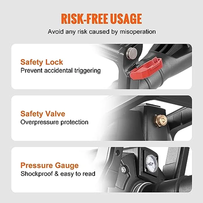 VEVOR Tire Seater, 2.4 Gal/9 L Air Tire Blaster, 150 PSI Handheld Portable Tire Inflator Tool, 87-116 PSI Operating Pressure for Tractor Truck ATV Car and Automobile Repair by VEVOR - Image 6