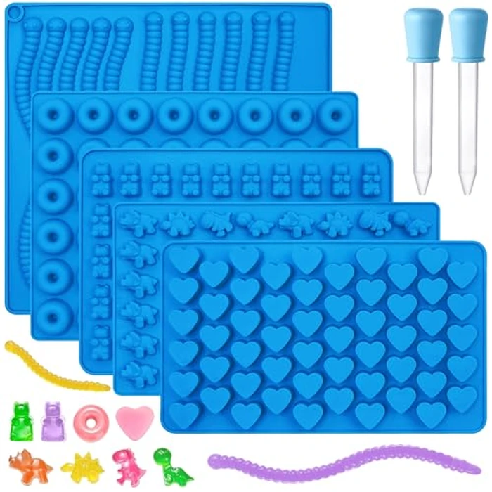 Sidosir 7Pcs Silicone Gummy Bear Molds, Non-Stick Worm Chocolate Mold for Parties, Gummy Heart for Home DIY, Silicone Dinasur Mold for Make Gummies (Worm) by Sidosir - Used - Very Good condition - CA$14.39